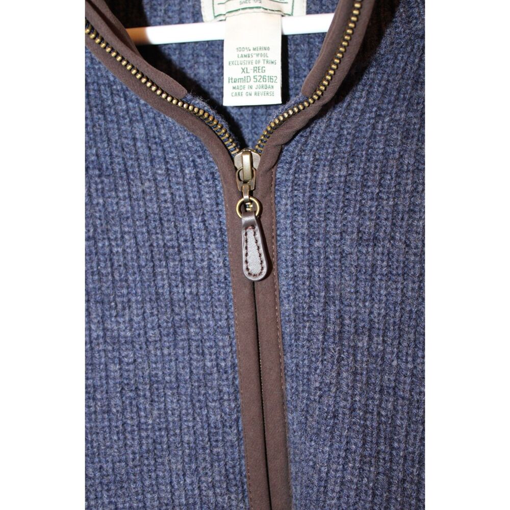 L.L.Bean Men's Waterfowl Sweater navy blue merino wool full zip size xlarge - Picture 6 of 7